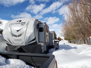 snow on slideouts on a rv